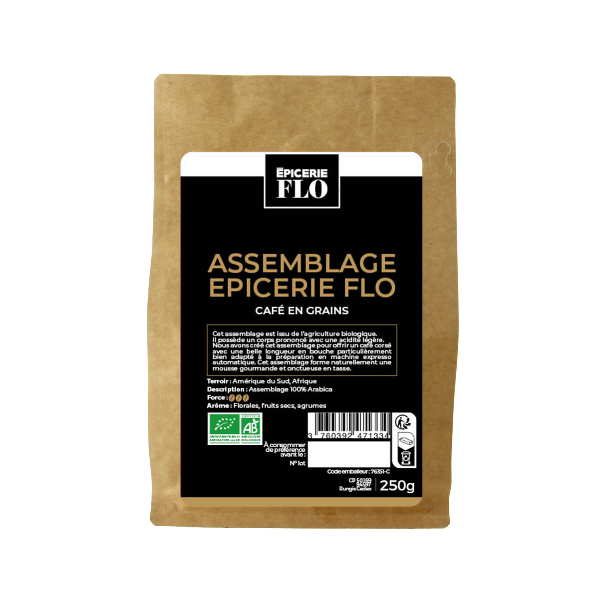 Café assemblage Epicerie Flo bio en grains  - 250g