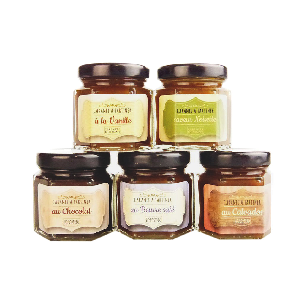 Assortiment de 5 mini crèmes de caramel à tartiner - 5x50g