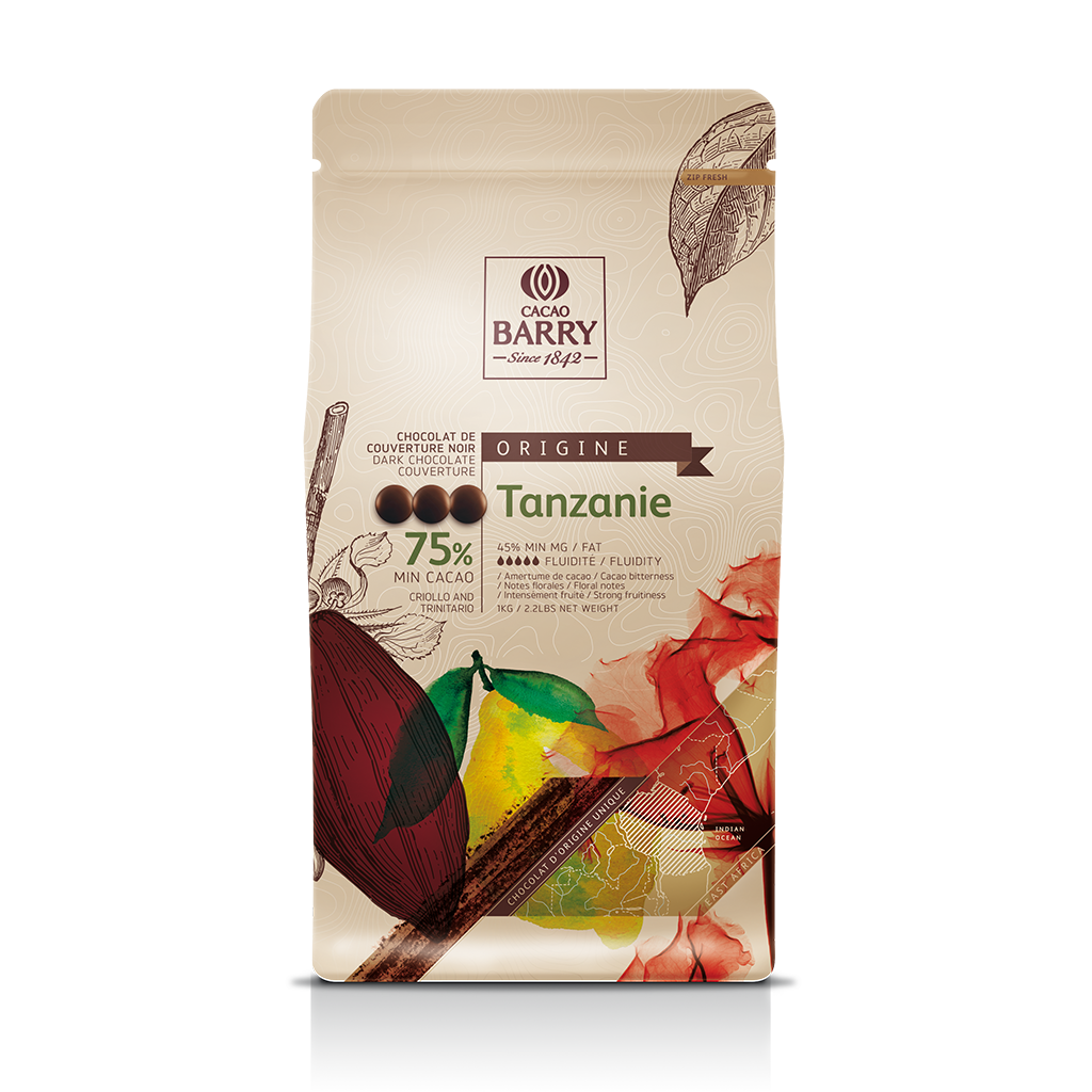 Chocolat de couverture noir Tanzanie 75% en pistoles - 1kg
