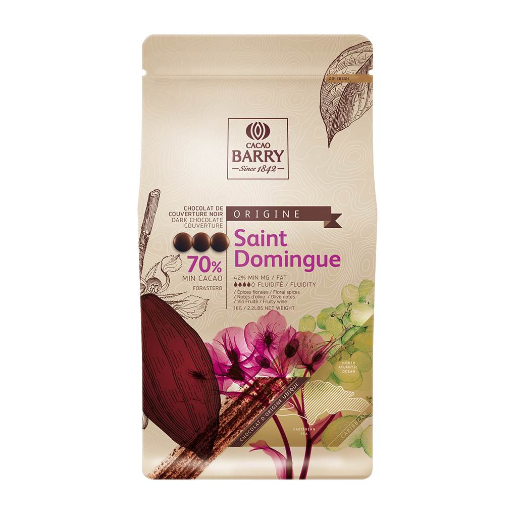 Chocolat de couverture noir St Domingue 70% en pistoles - 1kg