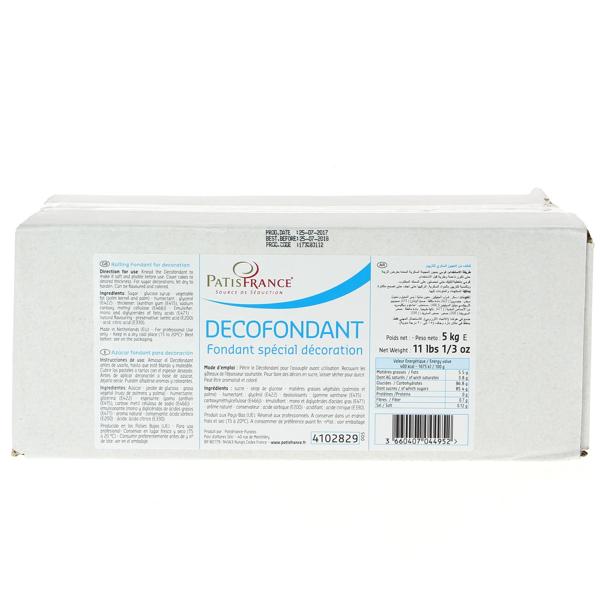 Pâte à sucre déco fondant - 5kg