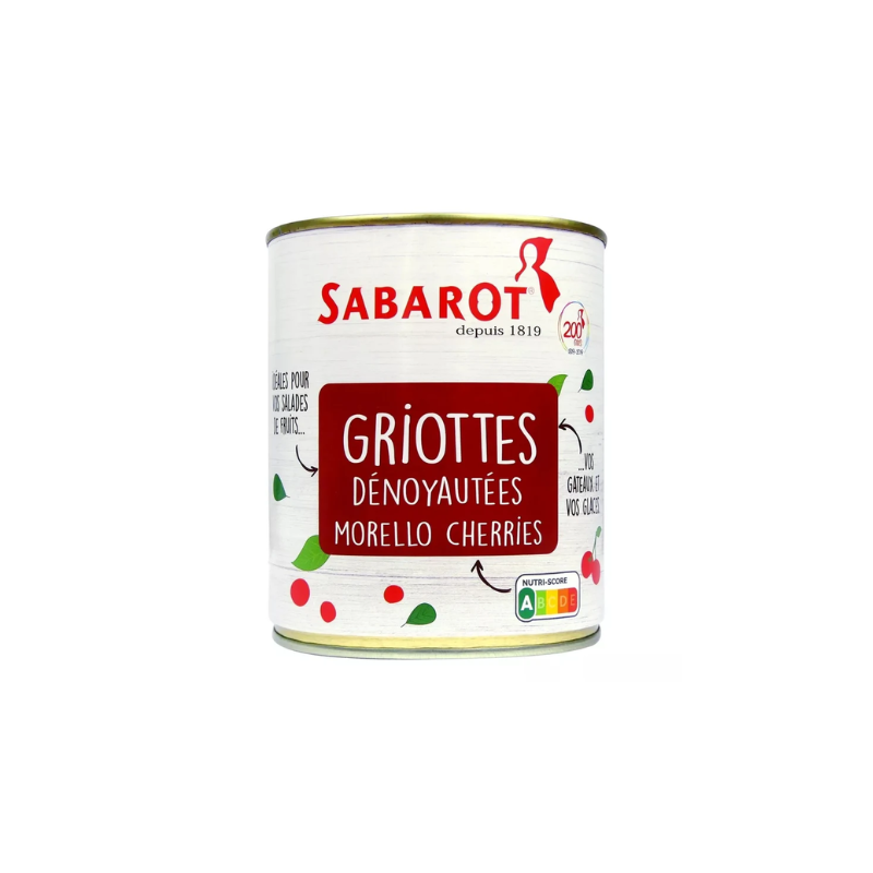Griottes dénoyautées au sirop léger 4/4 - 425g net égoutté
