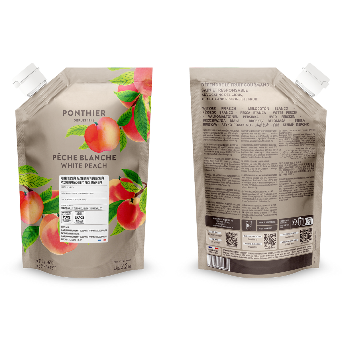 Purée de pêche blanche - 1kg