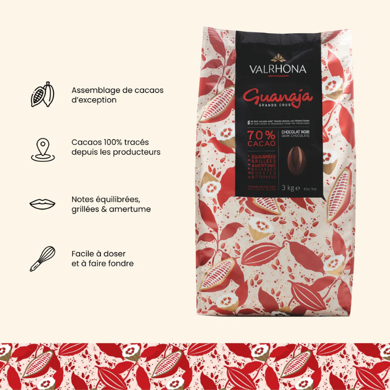 Chocolat de couverture noir Guanaja 70% fèves - 3kg