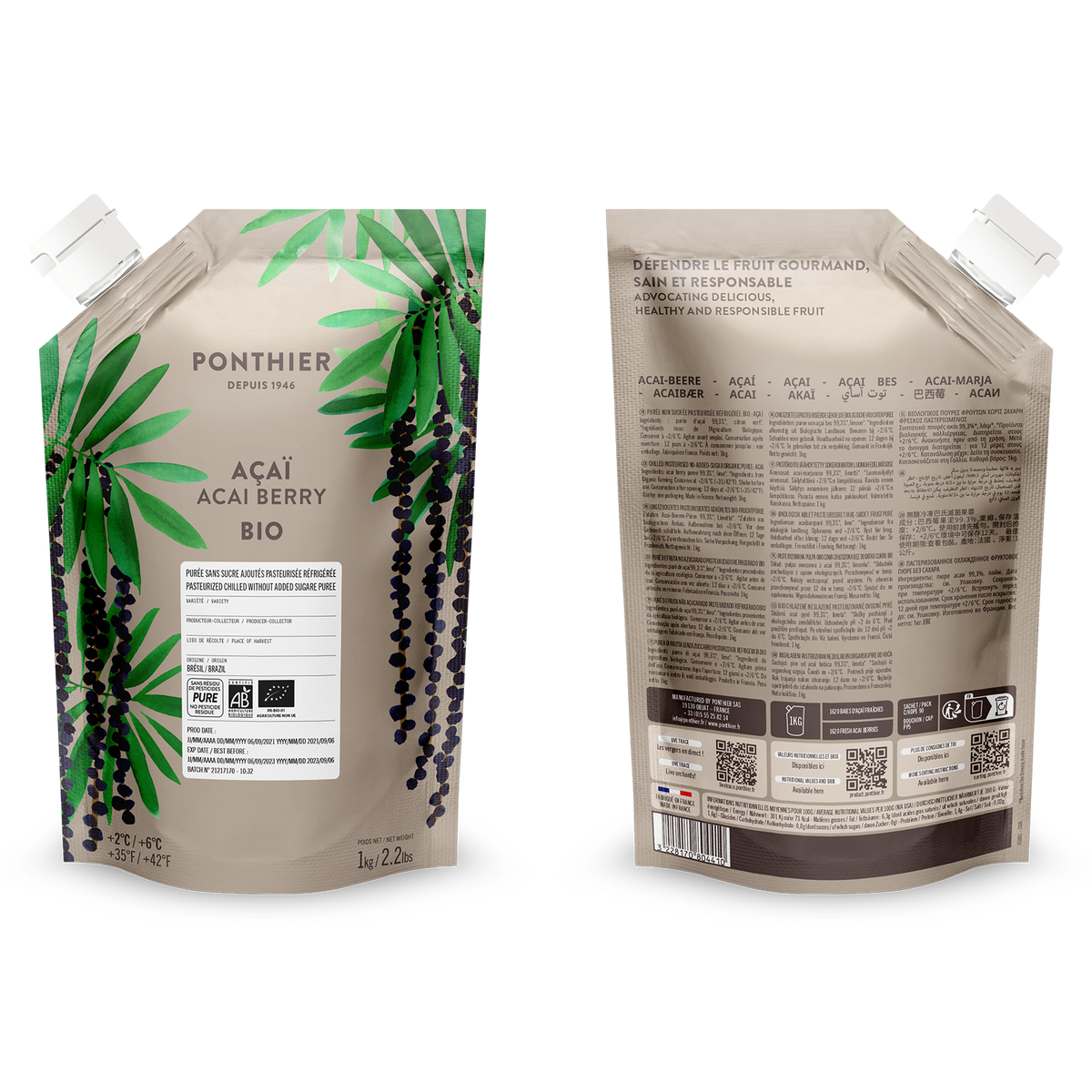 Purée d'açaï 100% Ponthier - 1kg