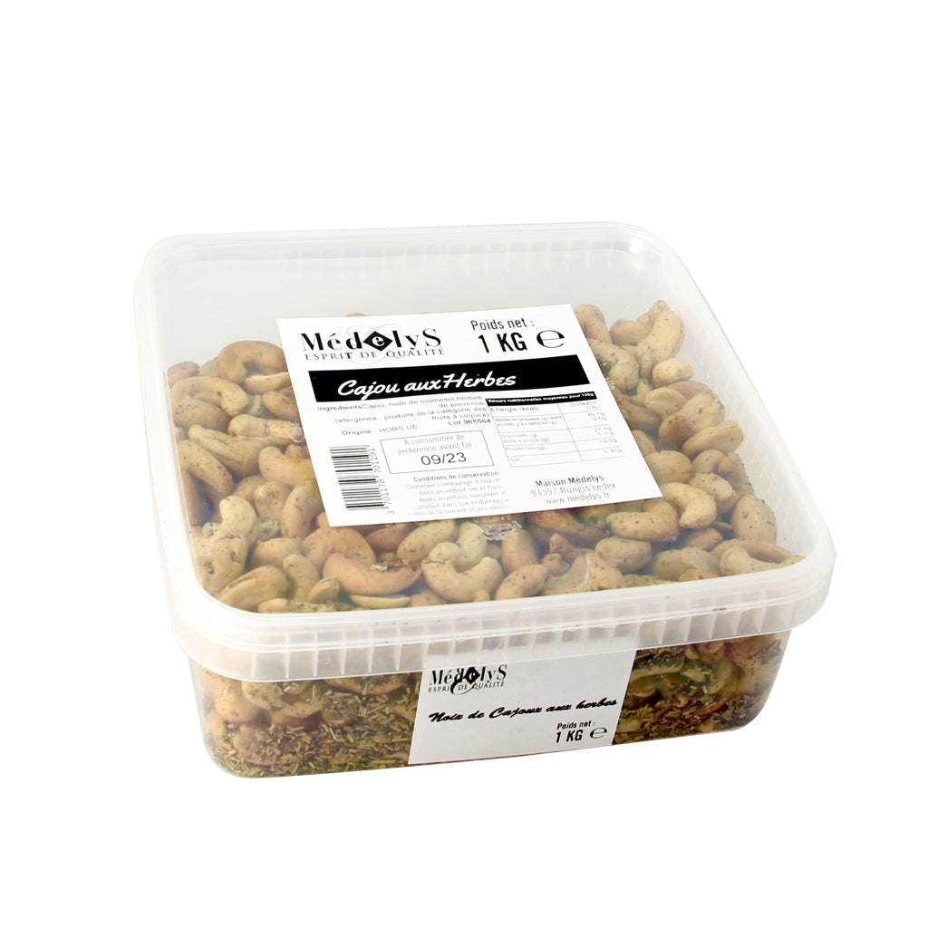 Noix de cajou grillées, salées, aux herbes de Provence - 1kg