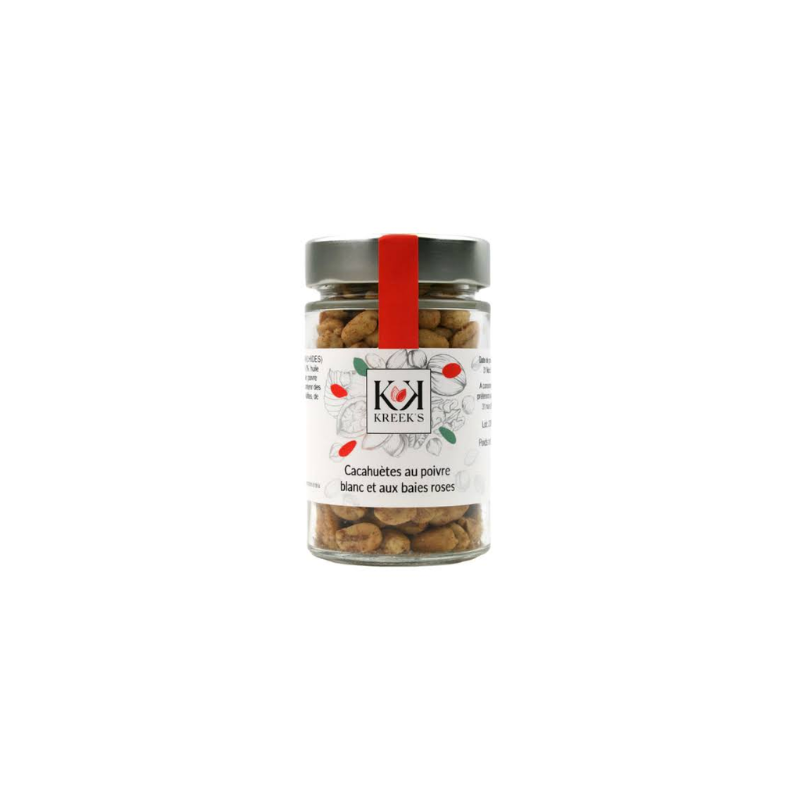 Cacahuètes au poivre blanc et aux baies roses - 100g