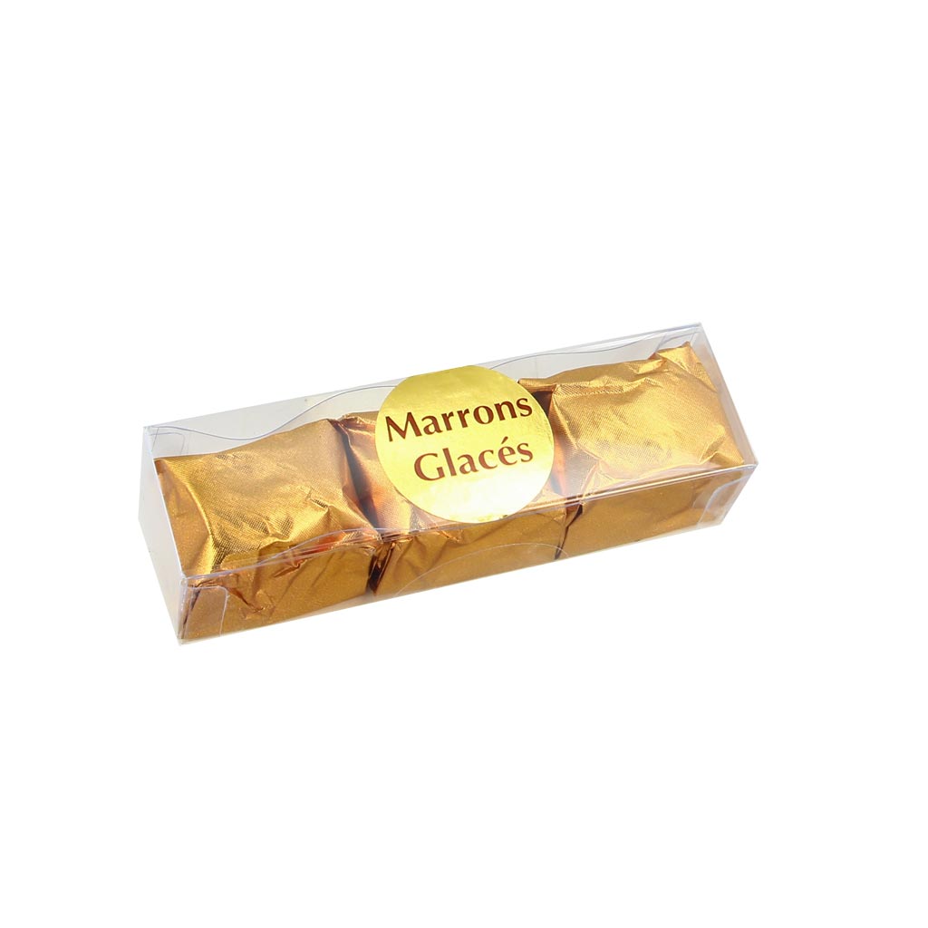 Réglette de 3 marrons glacés Naples sous alu - 60g