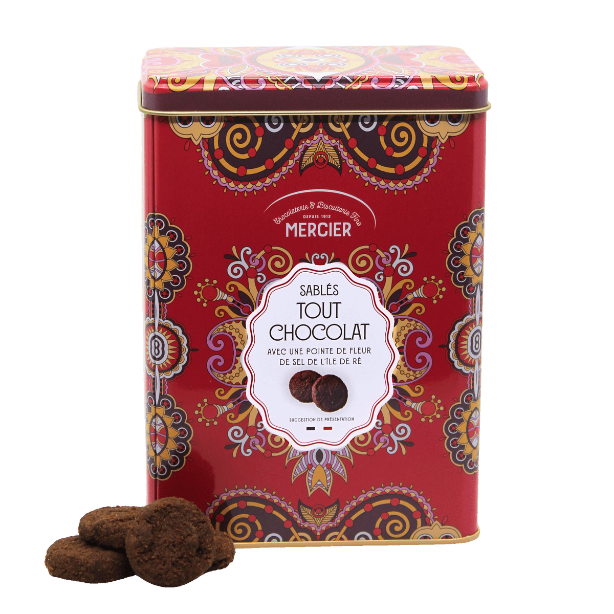 All-chocolate shortbread cookies, tin box - 230g