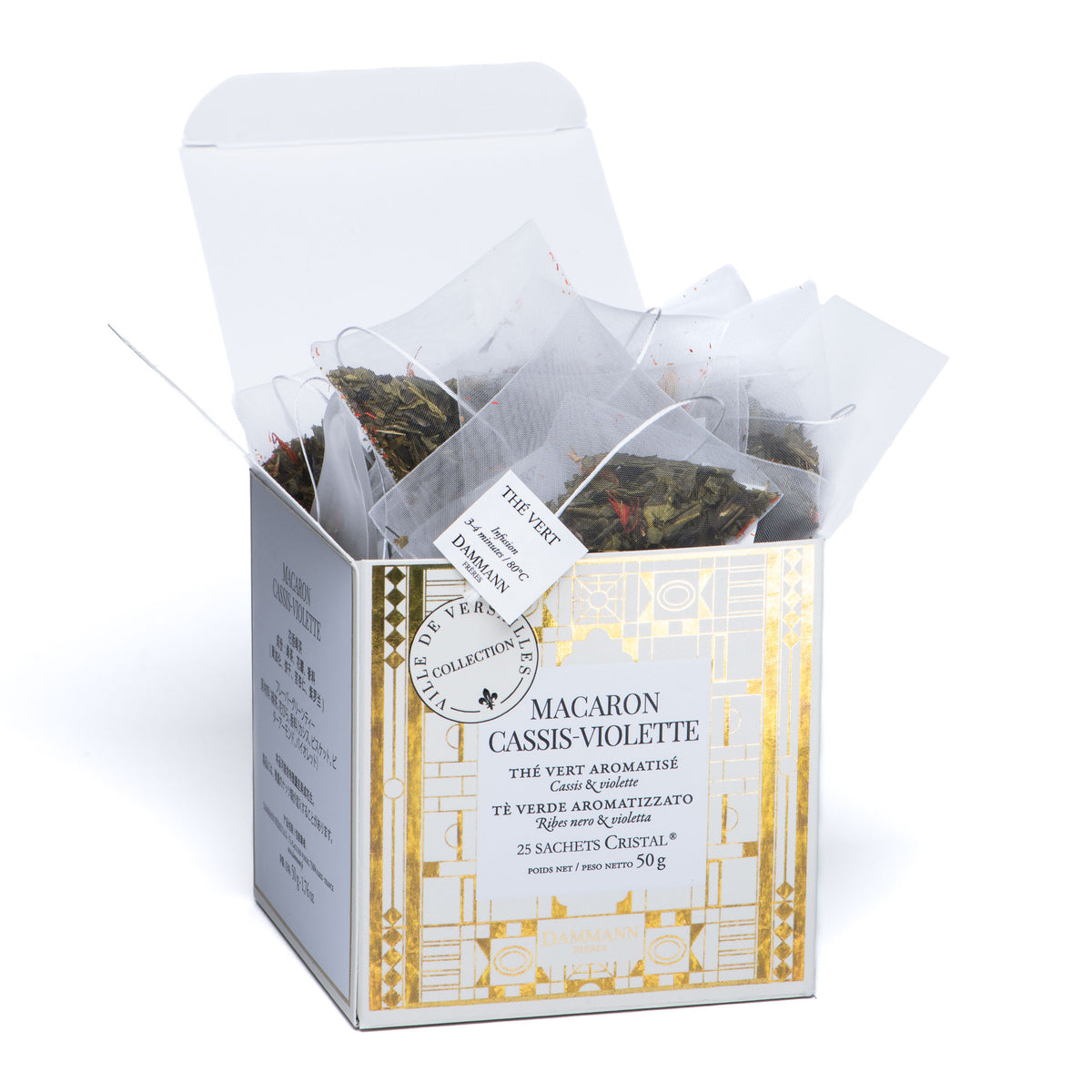 Coffret macaron cassis violette - 25 sachets cristal