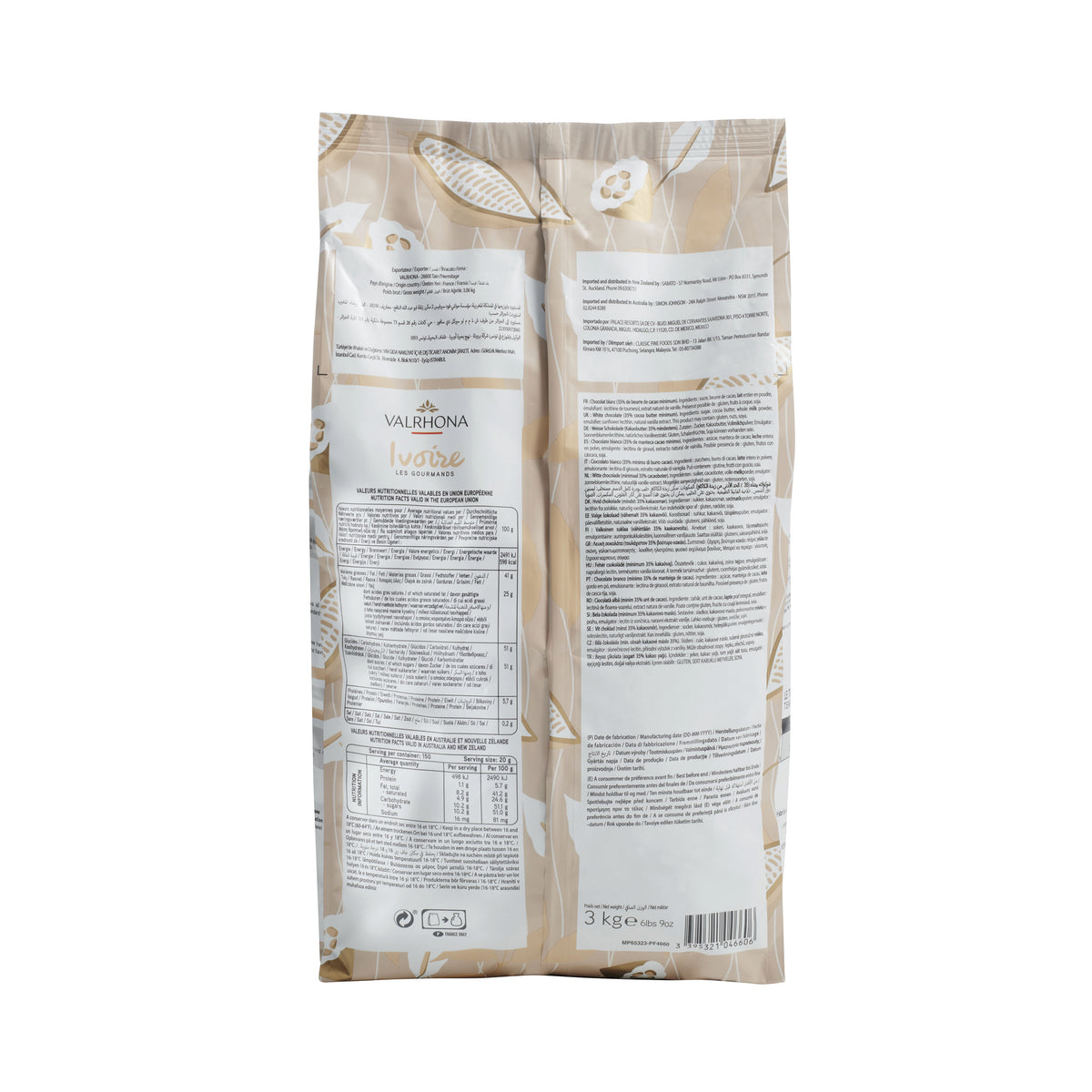White coating chocolate Ivoire 35% cocoa butter - 3kg