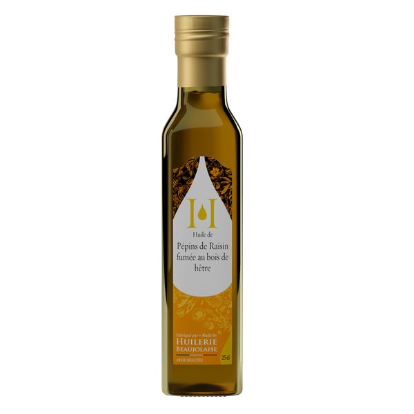 Huile de pépins de raisin fumée au bois de hêtre Huilerie Beaujolaise - 25cl