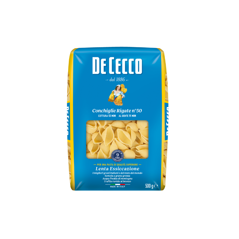 Conchiglie rigate N°50 De Cecco - 500g