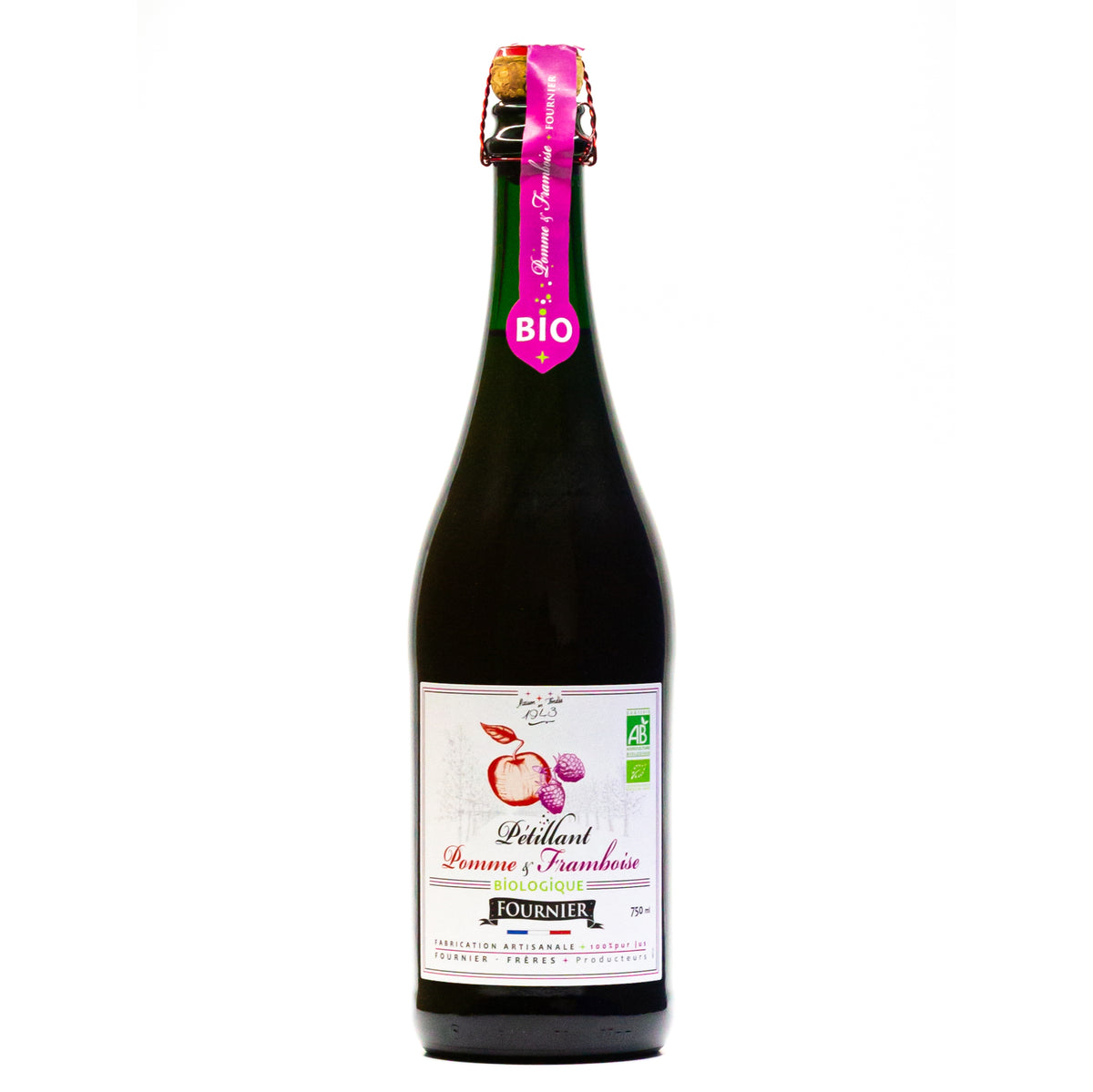 Jus pétillant pomme et framboise bio - 75cl