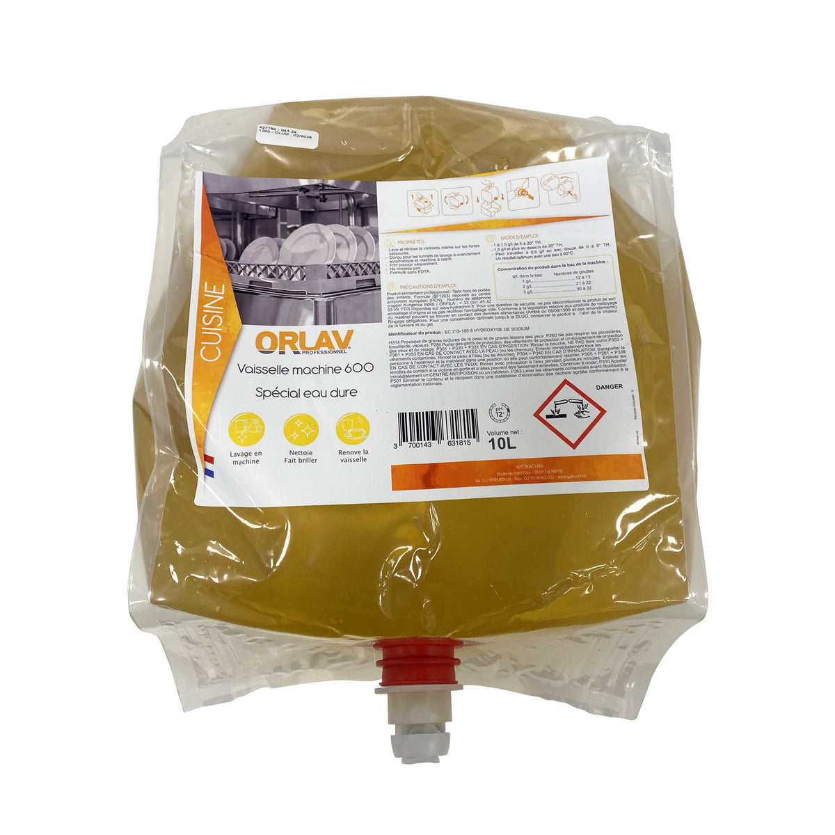 Liquide lavage machine 600 - Eau dure - Poche 10 L ( B58667 ) (1 X 1 unité )