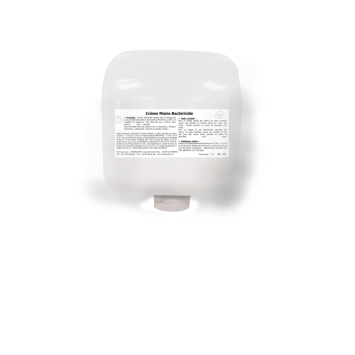 Crème mains bactéricide - Cartouche 1 L ( E18277 ) (6 X 1 unité )