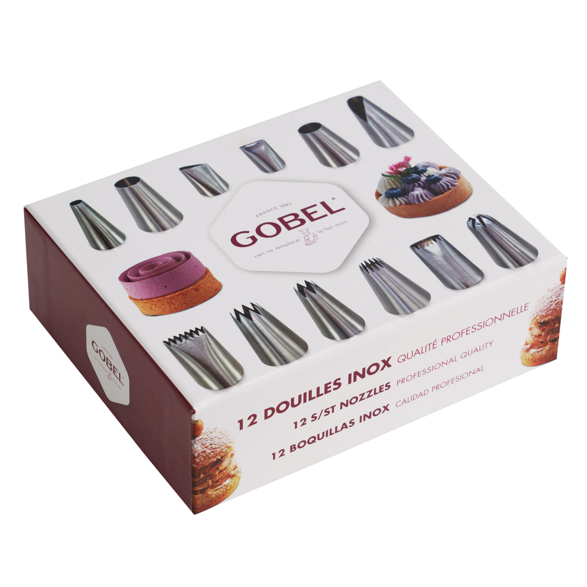 Set of 12 Gobel piping nozzles - Stainless steel ( D09243 ) (1 X 1 unit )