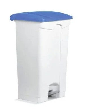 conteneur poubel  90l plast pedale blc couvercl bleu ( E35160 ) (1 X 1 unité )