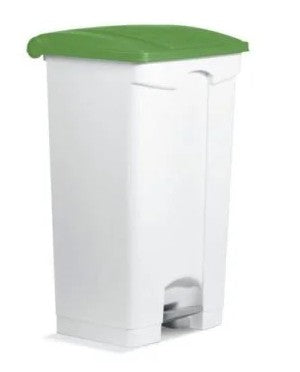 conteneur poubel  90l plast pedale blc couvercl vert ( E35163 ) (1 X 1 unité )