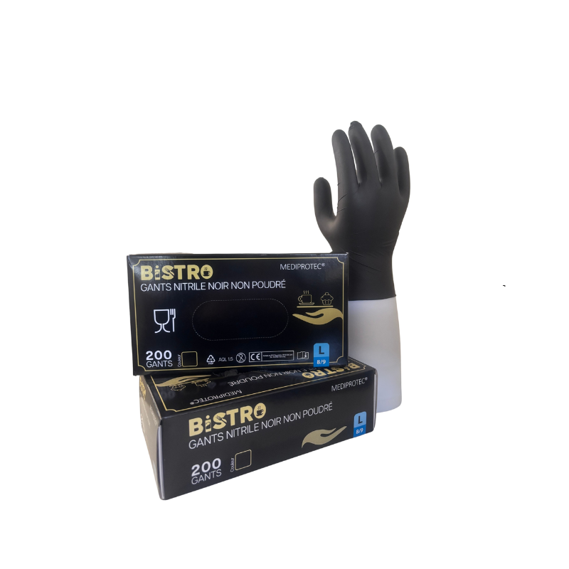 Black powder-free nitrile gloves XL (E52781) – Box of 200