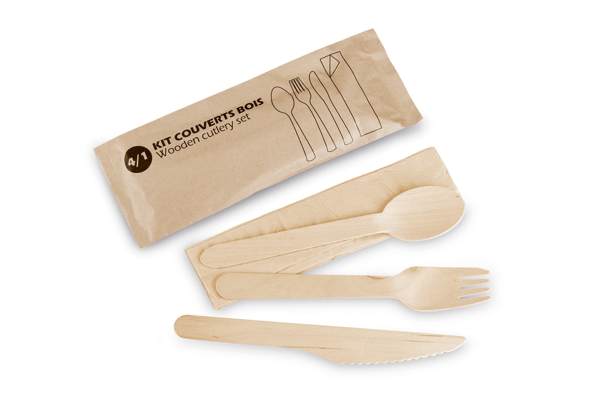 Cutlery set 4/1 - Wood (153190) (5 X 100 units)