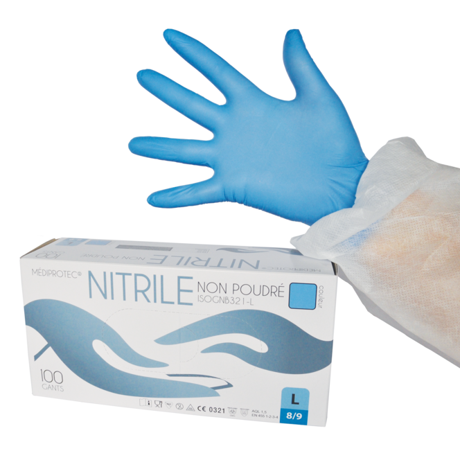 blue powder-free nitrile gloves size:s (340574) (10 X 100 units)