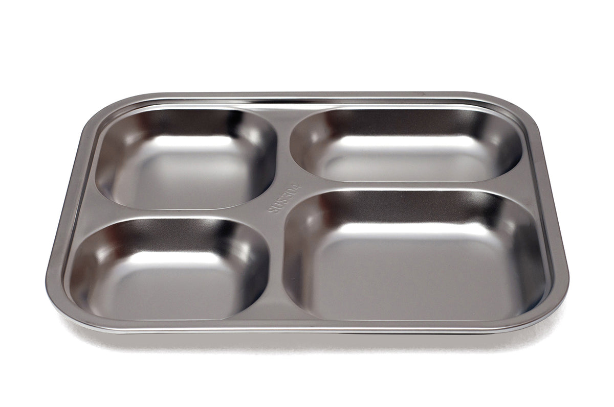 Plateau 4 compartiments 25x20,5x2,5 cm - Inox ( 519391 ) (6 X 1 unité )