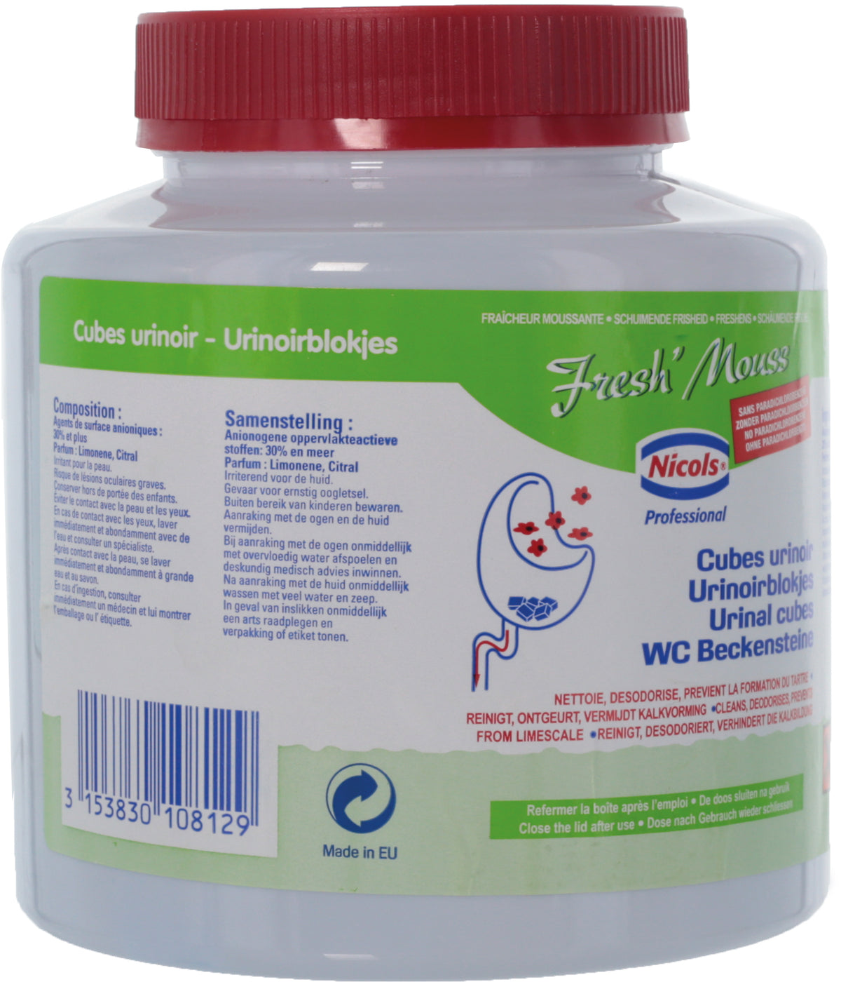 Cube pour urinoir 1 kg - Fresh Mousse ( 006620 ) (6 X 1 unité )