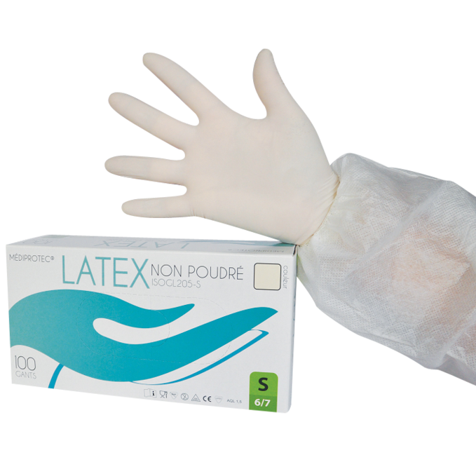 Powder-free latex gloves - White - Size L (345560) (10 X 100 units)