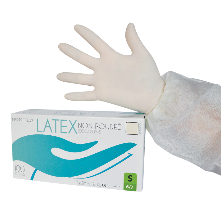 Powder-free Latex Gloves - White - Size M (345559) (10 X 100 units)
