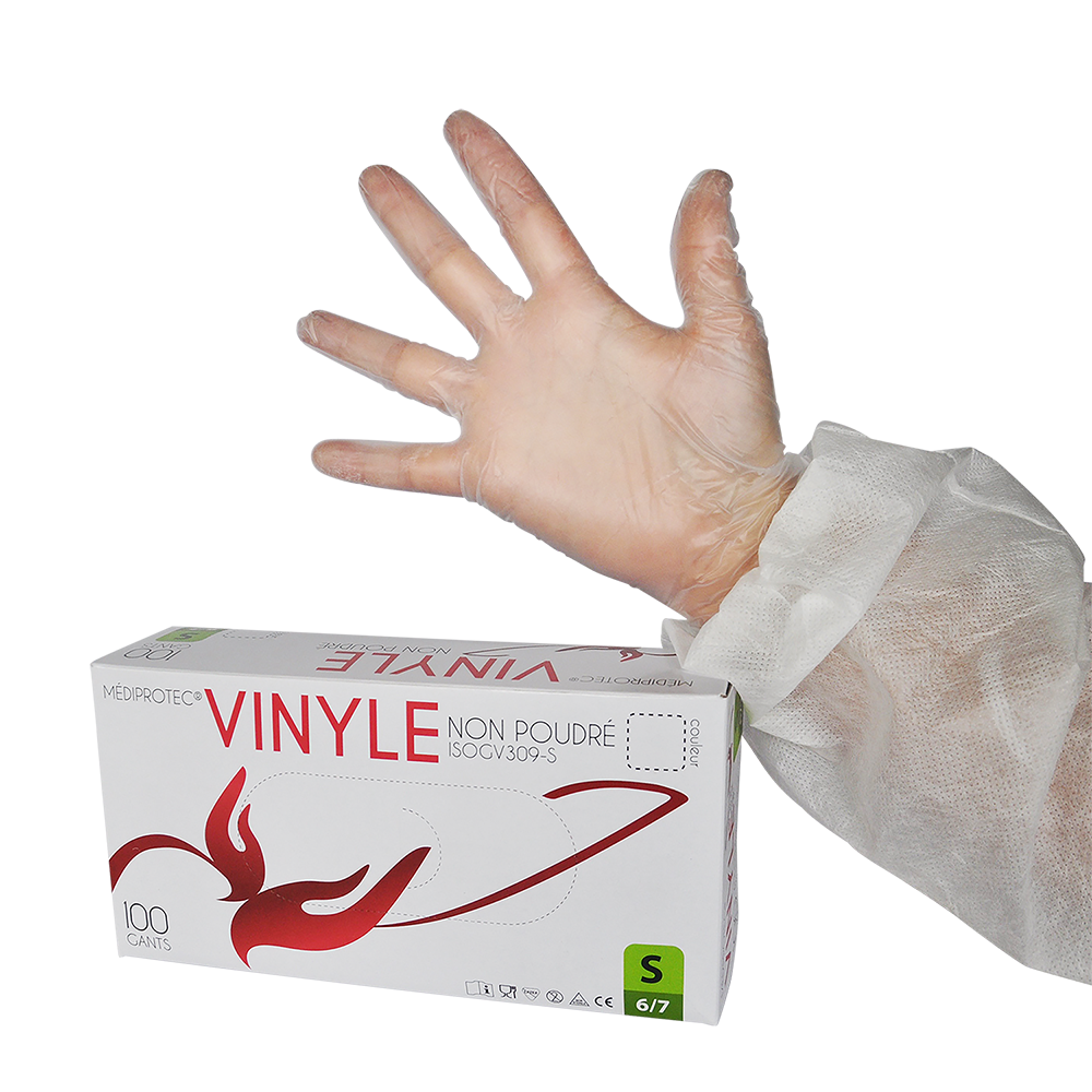 Vinyl gloves, powder-free - White - Size S (340570) (10 X 100 units)