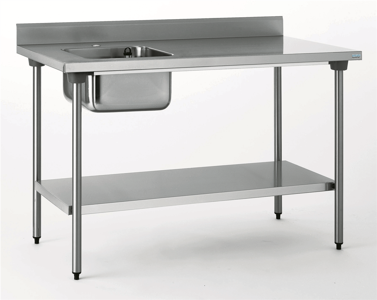 Table adossée - Bac gauche + étagère 1200x700x900mm ( 525643 ) (1 X 1 unité )