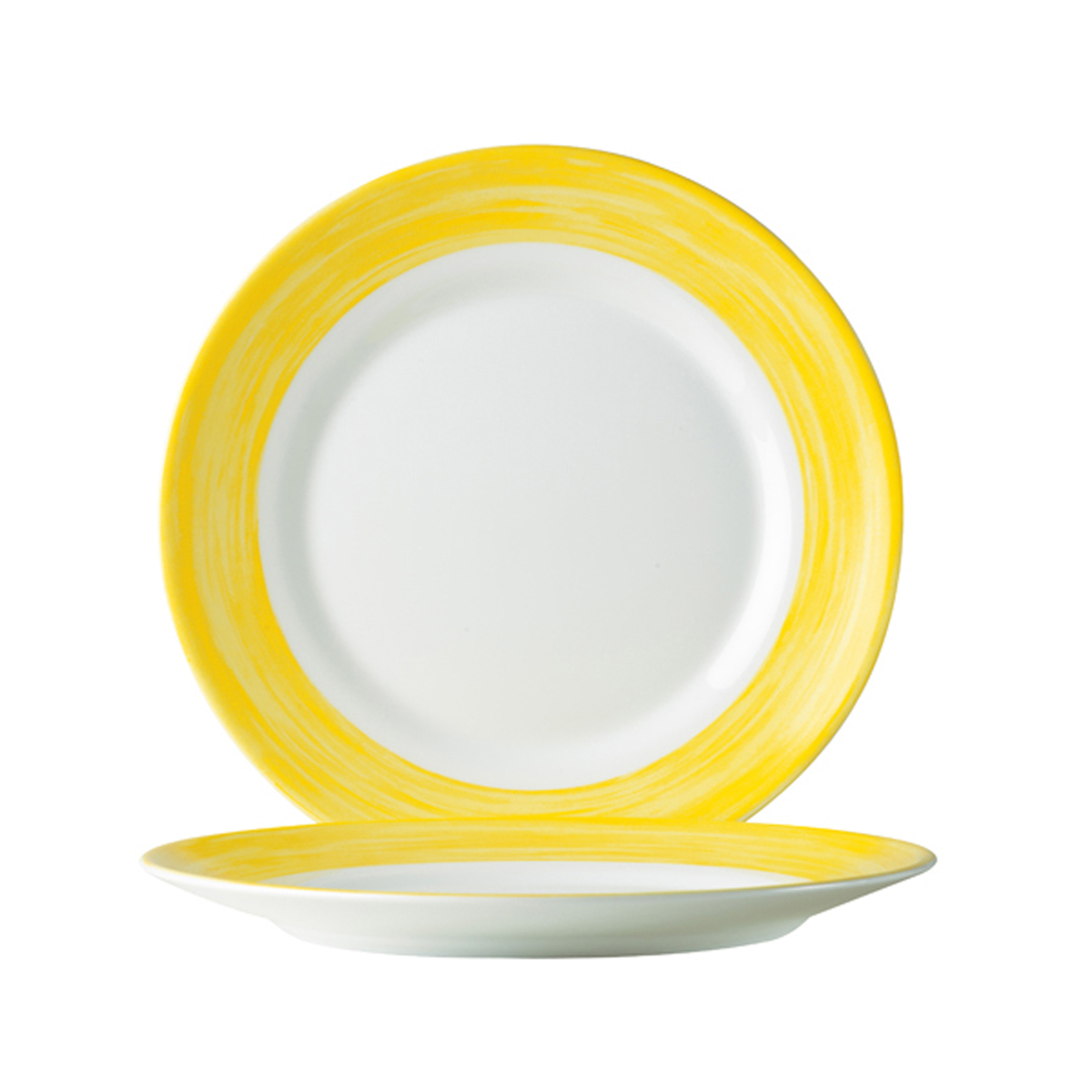 Assiette plate-Verre trempé ø15,5cm-Jaune- Brush ( 066677 ) (6 X 1 unité )