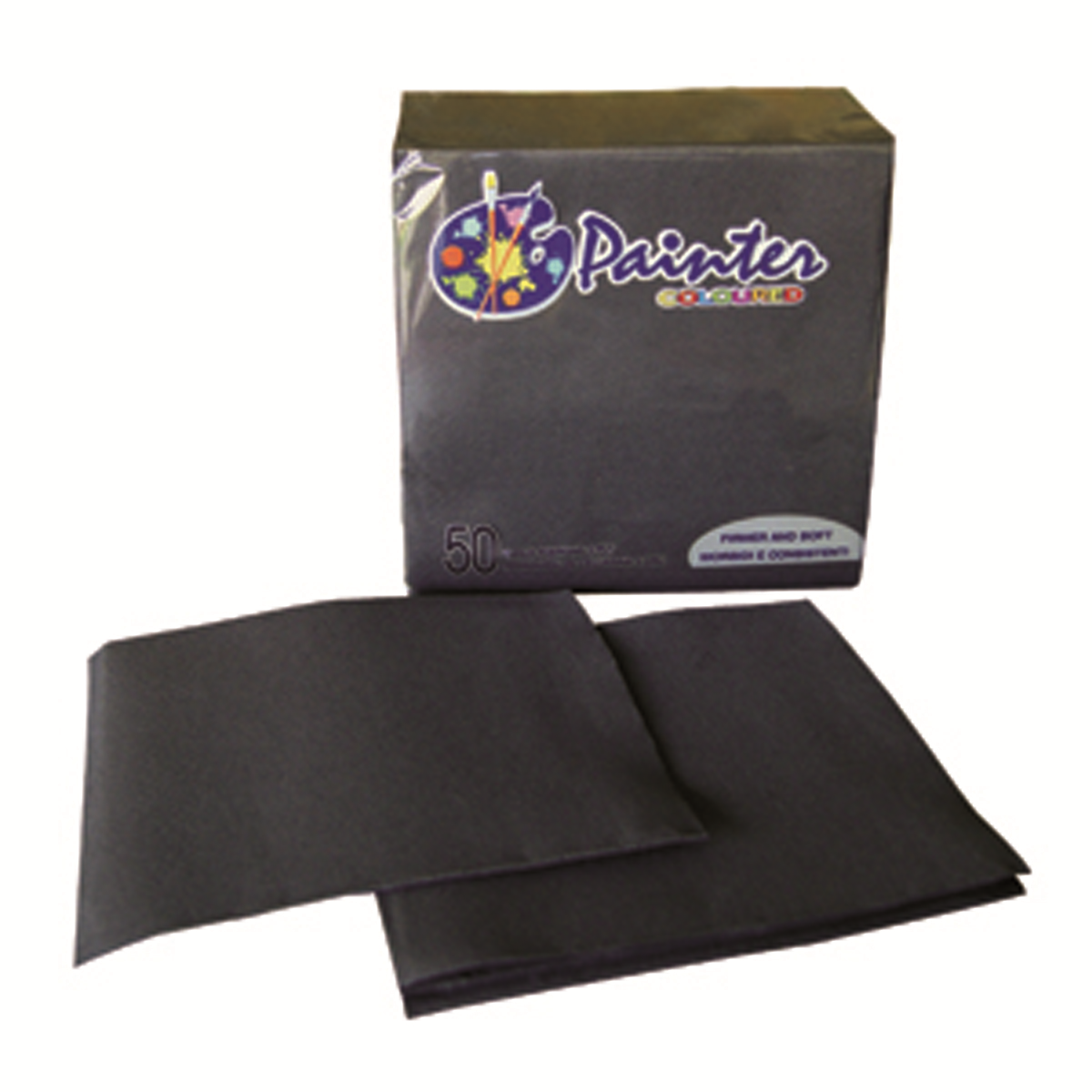 Serviette 38x38 cm - Ouate - Noir - Samba ( 400011 ) (24 X 50 unités )