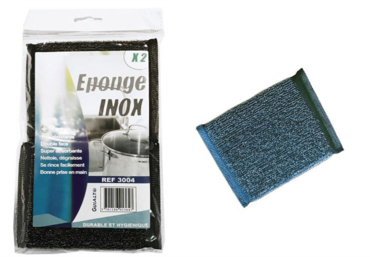Éponge - 11x9x1,8 cm - Inox ( 007244 ) (1 X 2 unités )