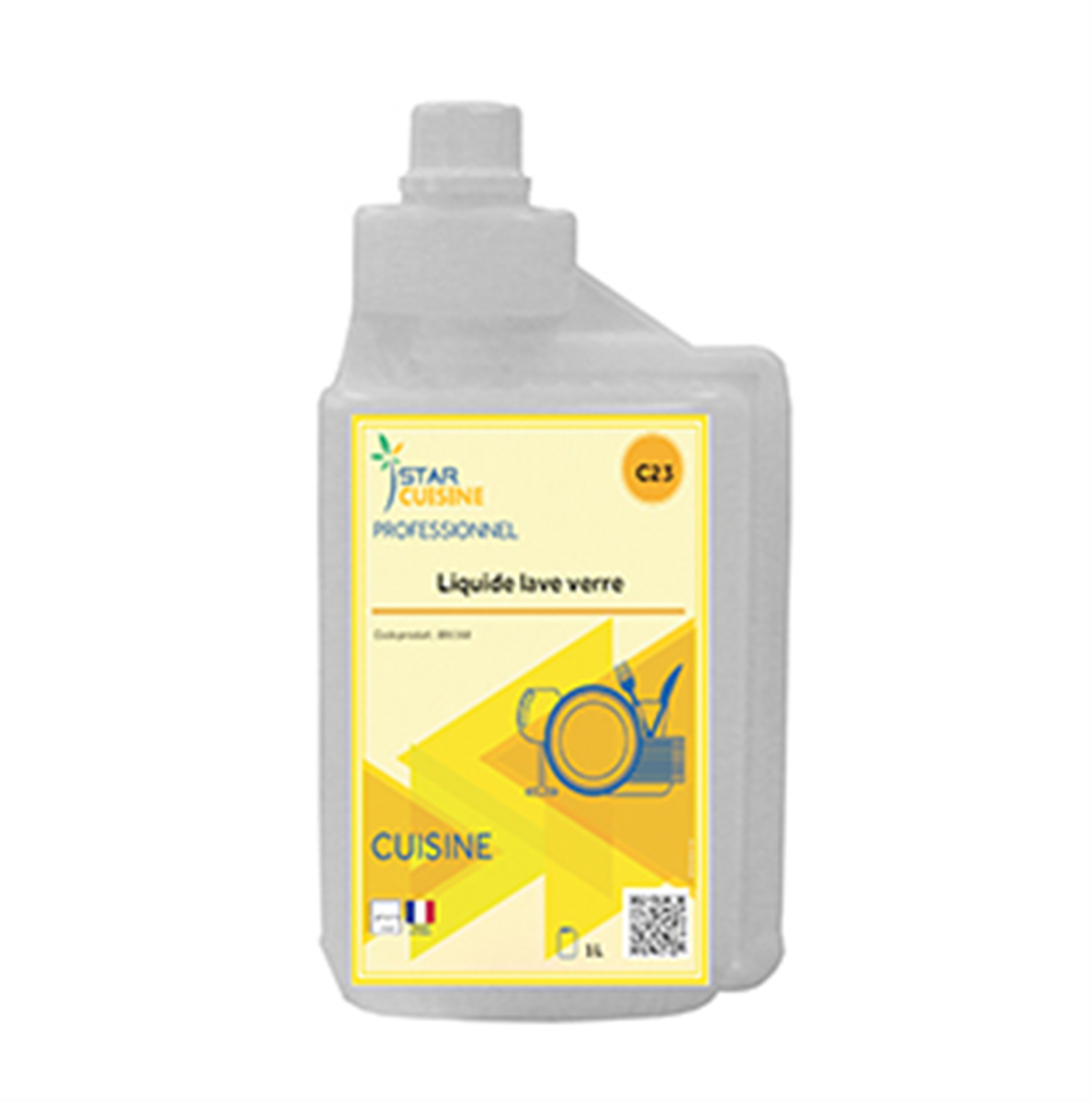 Liquide lave verre chloré - Flacon doseur 1 L ( 006168 ) (6 X 1 unité )