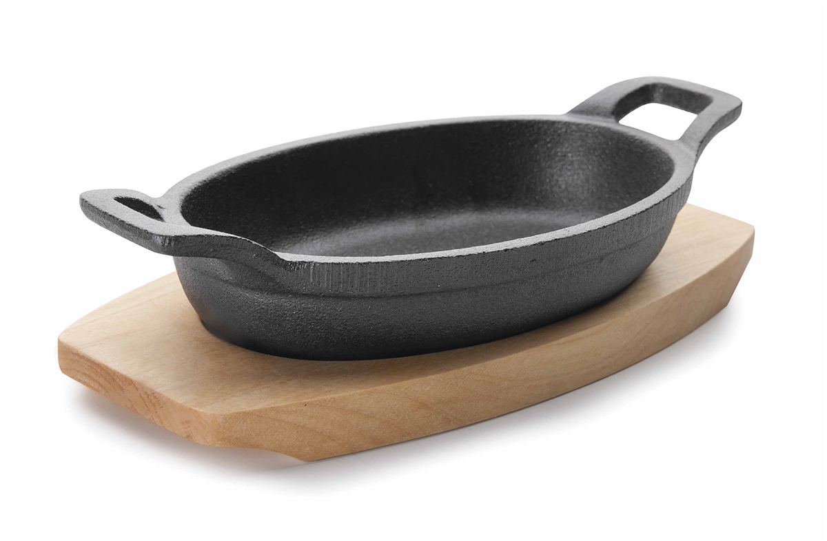 Plat magma oval 15x10 cm + plateau bois ( 911358 ) (1 X 1 unité )